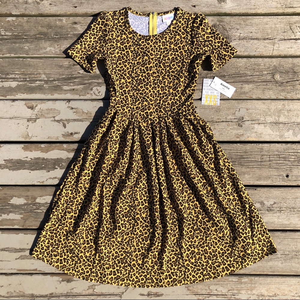 RARE NWT LuLaRoe Leopard Print Amelia Dress 2XS